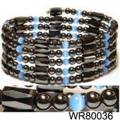 36inch Blue Cat's Eye Opal Hematite Magnetic Wrap Bracelet Necklace All in One Set